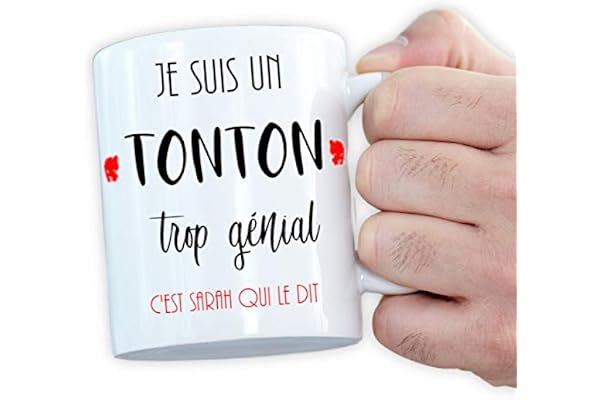 Mug personnalisable "Je suis un tonton trop génial" – Ajoutez le prénom de votre enfant | Option mug magique | Cadeau original pour tonton | 325ml (Tonton)