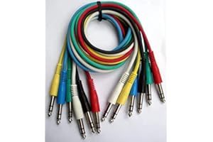 Adam Hall Studio Patch Cable set of 6-90 cm long 6.35mm to 6.35mm Jack stereo