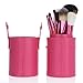 Abody New 12pcs Professional Wooden Handle Makeup Brush Set Cosmetic Brush Kit Makeup Tool with Cup Leather Holder Case (Rose)