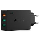 AUKEY Quick Charge 3.0 Estación de Carga con Tecnología AiPower (43,5W en total) 3 Puertos de Carga USB para iPhone, HTC, HUAWEI, SONY y más (Negro)