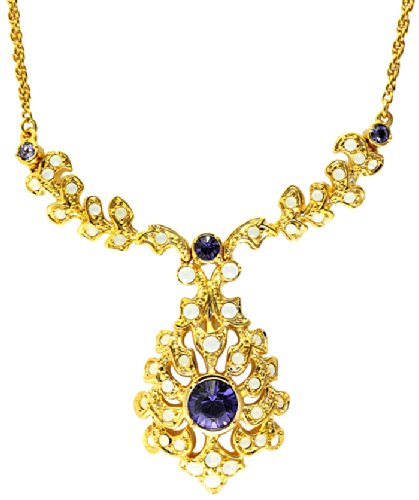 Cristalina Halskette 18 kt vergoldet Barock Stil Halskette mit Opal und Swarovski-Kristall aus Tansanit 38- 49 cm lang