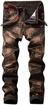 Sepbear Mens Mid Rise Ripped Denim Pants Distressed Straight Jeans