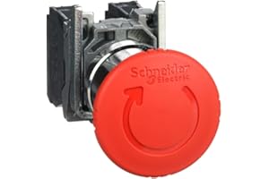 Schneider Electric - Harmony XB4 - Pulsante di arresto di emergenza - Ø40 - Spingere Girare - Rosso - 1O+1F - vite - XB4BS8445