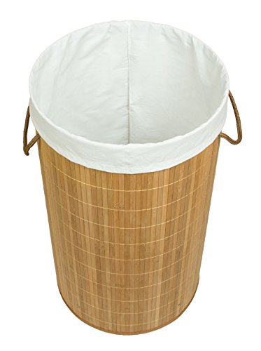 Kronenburg Bambus Wäschekorb Wäschesammler Rund mit Deckel, 58 cm x 35 cm Ø, Natur - 2
