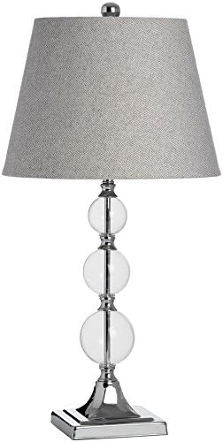 46cm Elegant Modern Grey Glass Nickel Table Lamp w Fabric Shade