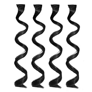 Rapidsflow Colored Hair Streak/Hair Extensions For Women And Girls Real Hair For Highlighting (Set Of 4 pc) (Blue)