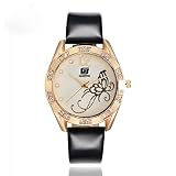 Damen Uhr, OverDose Schmetterlings-Leder-Band-Uhren Sport-Analog-Quarz-Armbanduhr-Datum (Schwarz)