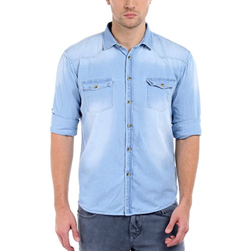 Dennis Lingo Mens Denim Light Blue Solid Casual Shirt RS.749 (70.00% Off) - Amazon