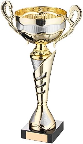 Cup Trophy Europa Range - 13.5" - Gold and Matt Silver Bowl With Handles on Black Marble Base DC