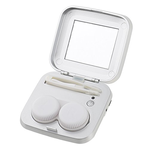 MagiDeal Portable Electric Contact Lenses Cleaner Box Automatic Cleaning Case with Mirror Tweezers Applicator Lens Case - Blue, as described