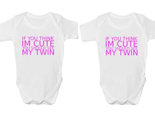 If You Think Im Cute You Should See My Twin Body Suit Set Baby Grow Vest - 6 - 9 Months