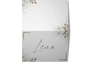 ‎BARTSCHIBÄR 25 hochwertige Tischkarten für den Geburtstag, die Hochzeit oder die Konfirmation – schönes Eukalyptus Design - Platzkarten, Namenskarten (Blumen - Einfach, 25)