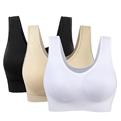 Imixcity Lot de 3 Soutiens-Gorge de Sport Push Up Sans Armature Lingerie (XXX-Large - EU 44/46, Noir&blanc&Nude)