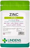 Lindens Zinc Citrate 50mg Tablets | 100 Pack | High Strength 150% Nrv Dose Contributing Towards Normal Skin, Hair, Nails, Bones, Vision, Immune System and Fertility