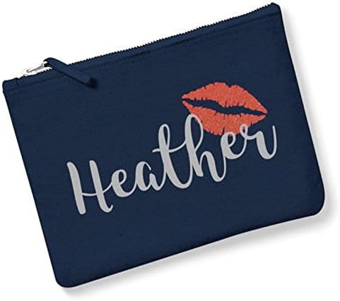 Personalised Any Name Make Up Bag Cosmetic Bag Lips Kiss Gift WM530 (Small, Navy)