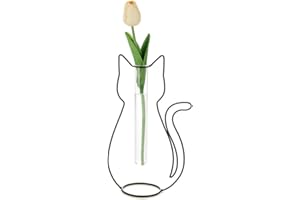 Balvi Vaso Silhouette Colore nero Vaso decorativo a forma di gatto Metallo/vetro