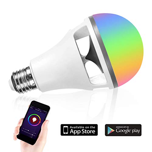 Ampoule avec Bluetooth Haut-parleur LED Lampe 16 Millions de Couleurs Lumière Blanche Normale Mode Travail avec Android et iOS App E27 10W
