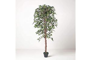 TRADALA ARTIFICIAL TREES Tradala 4'11" Lush Artificial Tree Ficus 150cm / 4ft 11" Tall with Real Wood Trunk - For Home Living Room Indoors