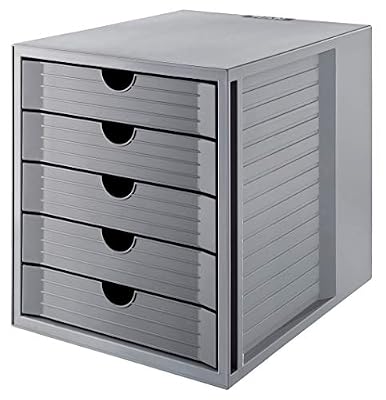 HAN 14508-18 SYSTEM BOX KARMA Ensemble Tiroir, Design Innovant et Attrayant, certifié BLUE ANGEL avec 5 Tiroirs Fermés, Gris éco