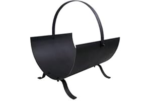 zeeyrak Round Firewood Log Storage Rack Powder Coated Steel Fireplace Wood Storage Organizer Log Stand For Indoor Outdoor Patio Fireside Wood Holder_Black