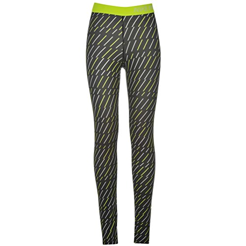 Nike Women's Pro Core Bolt Print Tights, Black/White/Volt, Large