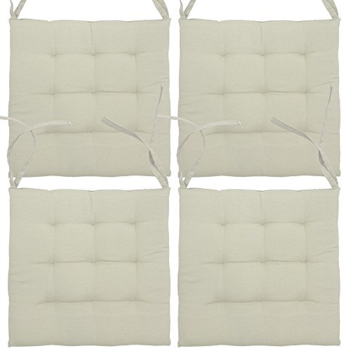 4x proheim Stuhlkissen Uni 40 x 40 cm 9er Steppung in Ecru gepolstertes Sitzkissen bequeme & komfortable Sitzauflage in Sparsets – Farbwahl - 5