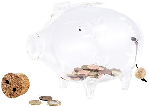 Carlo Milano Deko XL Sparschwein aus glas, 21 cm - 2