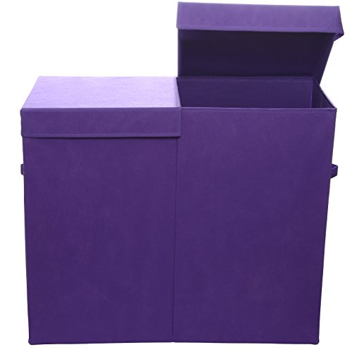 Modern Littles Folding Double Laundry Basket (Color Pop Solid Purple)