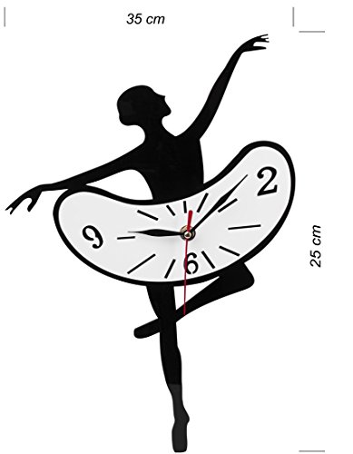 VENKON – Wanduhr „Tanzende Zeit“ in Form einer Ballerina Figur im klassischen Sprung - 3