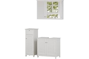 Vicco Set di mobili da bagno Riad, Bianco, 3 parti, opzione 4