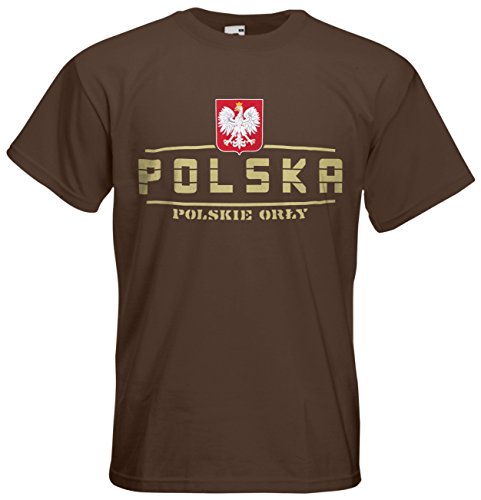 Polen Polska EM 2016 Fanshirt T-Shirt Trikot (Chocolate, L)
