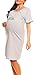 Happy Mama Women's Maternity Nursing Breastfeeding Nightdress Shirt Gown. 390p (Grey Melange, UK 18)