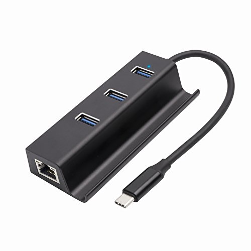 ANEWISH Hub C USB 4 en 1 en aluminium avec hub de données USB 3.0 à 3 ports Adaptateur USB C pour port Gigabit Ethernet Compatible avec Macbook, Mac Pro / mini, iMac et Surface