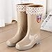 Produktbild HRFHLHY Erwachsene Regenstiefel Mode Regenstiefel General Männer und Frauen Wasserschuhe wasserdicht Rutschfeste Outdoor-Hochrohrschuhe Männer wasserdicht Schuhe,Beige,43