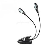 MagiDeal Flexible 2 Dual Arme Clip Auf 4 LED-Licht Klemmlampe Für Tisch Lampe Schwarz Buchlese