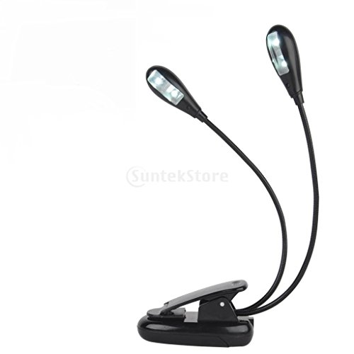 MagiDeal Flexible 2 Dual Arme Clip Auf 4 LED-Licht Klemmlampe Für Tisch Lampe Schwarz Buchlese