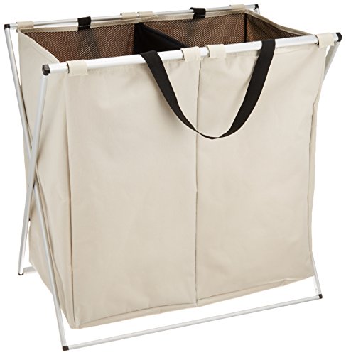 WENKO 3440112100 Wäschesammler Duo Beige – Wäschekorb, Fassungsvermögen 120 L, 100 % Polyester, 59 x 57 x 38 cm, Beige - 2