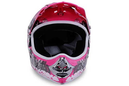 Motorradhelm Kinder Cross Helme Sturzhelm Schutzhelm Helm für Motorrad Kinderquad und Crossbike Modell Design 2015 in pink (Small)