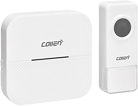 Collen Portable Wireless Doorbell Kit Remote Button with 52 Ringtones, Long Wireless Range and Adjustable Volume White