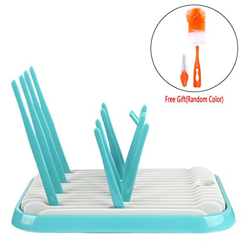 Lommer Egouttoir Biberons Voyage Pliable Sèche Biberons Porte Bouteille Égouttoir Biberons Porte Biberons avec Goupillon Biberon (Bleu)