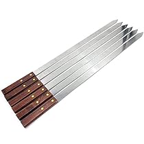 JD Europe Turkish BBQ Skewers – 6-Pack, Stainless Steel Flat Wide Kebab Skewers With Wooden Handles, 57.5cm