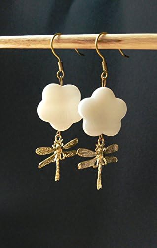 AAERMES WORKSHOP 2018 Spring & Summer Fairyland Mori-Lady Collections 100% Handmade Nacre Mother-of-Pearl Hook Drop Dangle Earrings in Gold-Plated Hooks Mother's Day Special Deal
