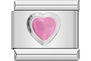 Italian Charms Pink Heart Charm Link fits all classic 9mm Italian style Bracelets - UK stock