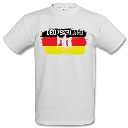 Männersport.de EM 2016 Deutschland Fahne Deutschland T-Shirt Europameisterschaft 2016, Größe:XXL;Farbe:weiß