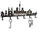 Produktbild steelprint.de Schlüsselbrett/Hakenleiste * Skyline Nürnberg * - Schlüsselboard Bayern, Schlüsselleiste, Metall - 6 Haken