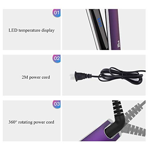 JH  Straightening Hair Straightener 4 Speed Control - Straight Plate Hot Ceramic Curling Iron LED Display 2M Power Cord  Color   PURPLE 