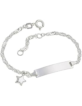 Baby- und Kinder ID Armband Singapur Stern inkl. Gravur (beidseitig) - massiv 925 Silber, Länge wählbar 11-16cm