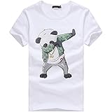 DAY.LIN Sport Tshirts Herren Männer Junge Plus Size Print Tees Kurzarm Baumwolle T Shirt Bluse Tops (Weiß 2, EU54 /3XL)