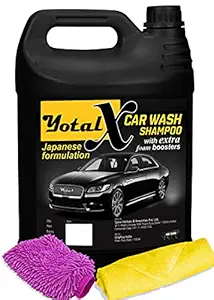 Yotal Extra Car Shampoo For Car Care 5LTR With 1 Piece Microfiber Cloth 40 x40cm and 1 Piece Microfiber Cleaning Gloves.