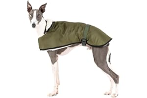 CANDYPET Manteau imperméable pour Whippets - Style, Protection Contre Le Froid et la Pluie, Doublure en Mouton, Isolation Thermique, Trou pour Harnais - Idéal pour Whippet et lévrier Italien - Khaki, L